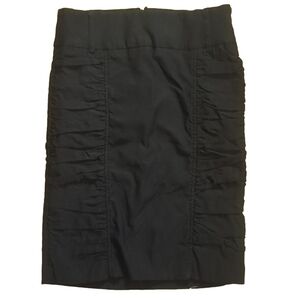Grass Collection Black Pencil Skirt Ruched Sides